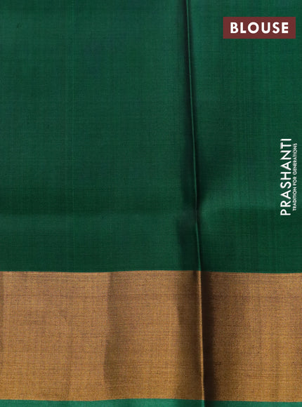 Pure uppada silk saree blue and dual shade of bluish green with allover silver zari woven buttas and long zari woven border