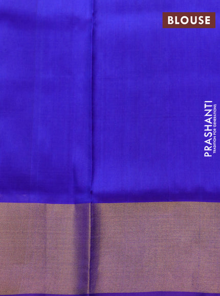 Pure uppada silk saree cs blue and blue with silver & gold zari woven buttas and zari woven border