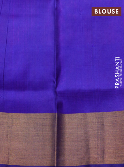 Pure uppada silk saree pink and blue with silver & gold zari woven buttas and zari woven border