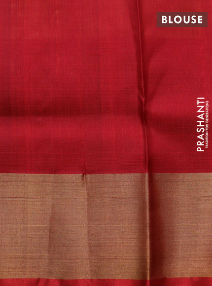 Pure uppada silk saree orange and maroon with silver & gold zari woven buttas and zari woven border