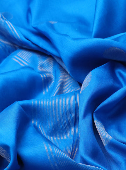 Pure uppada silk saree cs blue with silver zari coin buttas and silver zari woven border