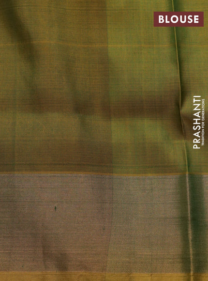 Pure uppada silk saree green and dual shade of yellow with allover zari weaves & buttas and zari woven border