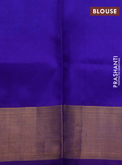 Pure uppada silk saree cs blue and blue with allover zari weaves & buttas and zari woven border