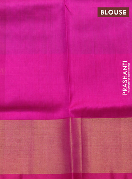 Pure uppada silk saree dual shade of pinkish green and pink with allover zari weaves & buttas and zari woven border