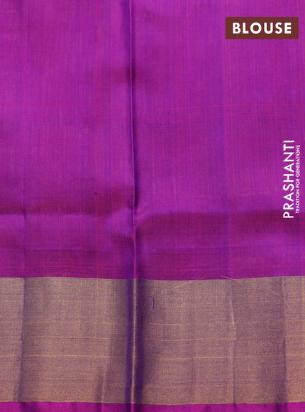 Pure uppada silk saree yellow and purple with allover zari weaves & buttas and zari woven border