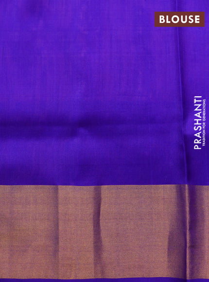 Pure uppada silk saree pink and blue with allover zari weaves & buttas and zari woven border