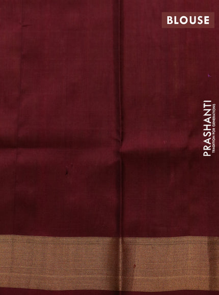 Pure uppada silk saree dual shade of lime green and coffee brown with zari woven floral buttas and zari woven border