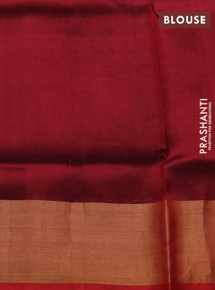 Pure uppada silk saree teal blue shade and maroon with allover silver & zari weaves and zari woven border