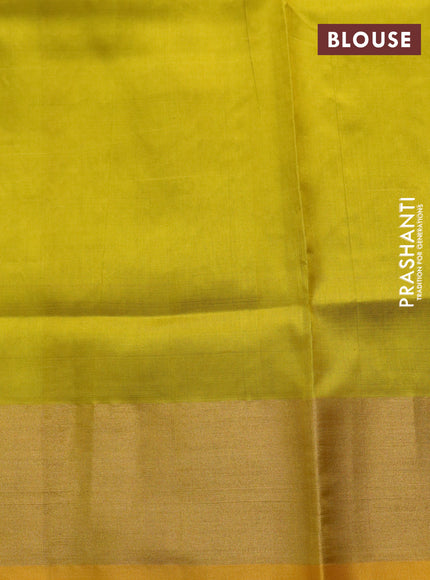 Pure uppada silk saree light pink and mustard yellow with allover silver & zari weaves and zari woven border