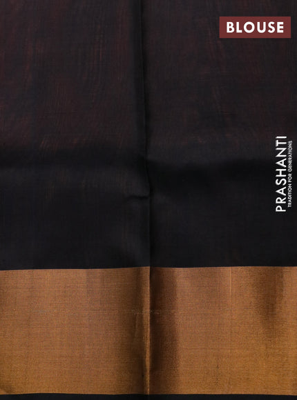 Pure uppada silk saree orange and black with plain body and zari woven border