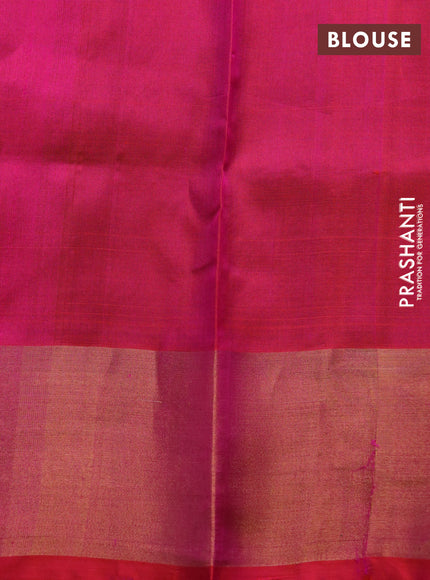 Pure uppada partly silk saree navy blue and dual shade of pinkish orange with plain body and zari woven border