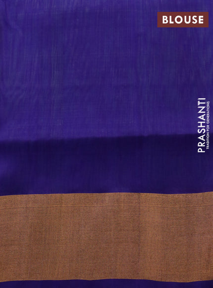 Pure uppada partly silk saree pista green and navy blue with plain body and zari woven border