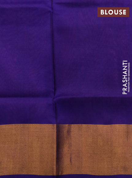 Pure uppada partly silk saree pink and navy blue with plain body and zari woven border