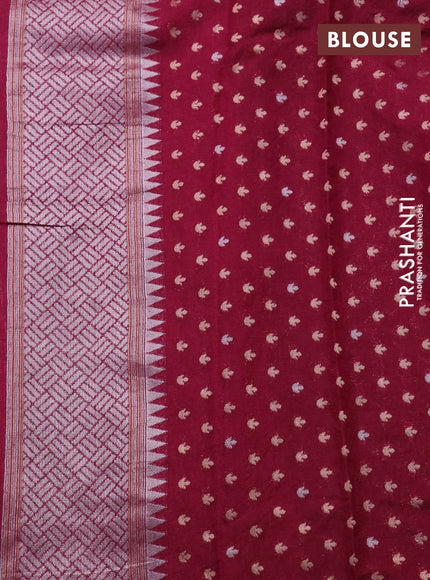 Semi banarasi kota saree pink and maroon with allover zari weaves and zari woven paithani border