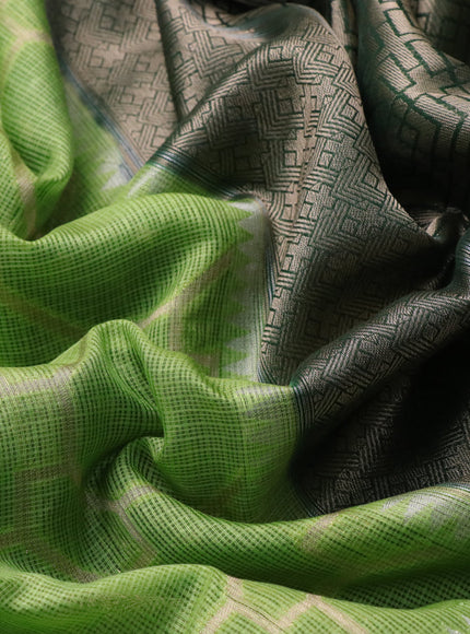 Semi banarasi kota saree light green and dark green with allover zari weaves and zari woven paithani border