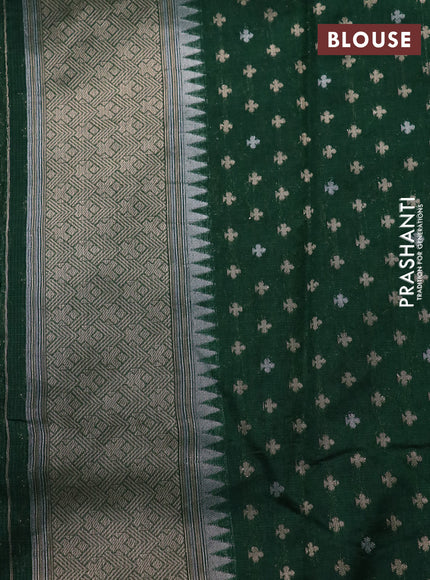 Semi banarasi kota saree light green and dark green with allover zari weaves and zari woven paithani border