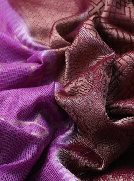 Semi banarasi kota saree lavender shade and wine shade with allover zari weaves and zari woven paithani border