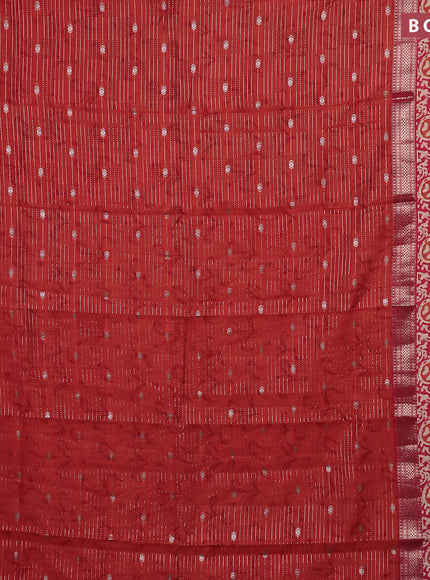 Assam silk saree orange and pink with allover zari weaves and rettapet zari woven batik printed border