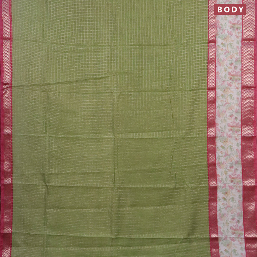 Assam silk saree pastel green and pink shade with allover zari checked pattern and rettapet zari woven ikat printed border