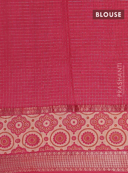 Assam silk saree orange and pink with allover zari checked pattern and rettapet zari woven ajrakh printed border