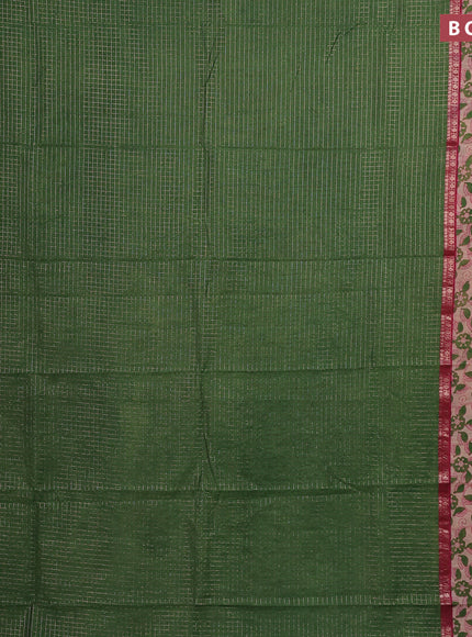 Assam silk saree green and pink shade with allover zari checked pattern and rettapet zari woven printed border