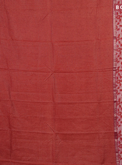 Assam silk saree orange and pink with allover zari checked pattern and rettapet zari woven printed border