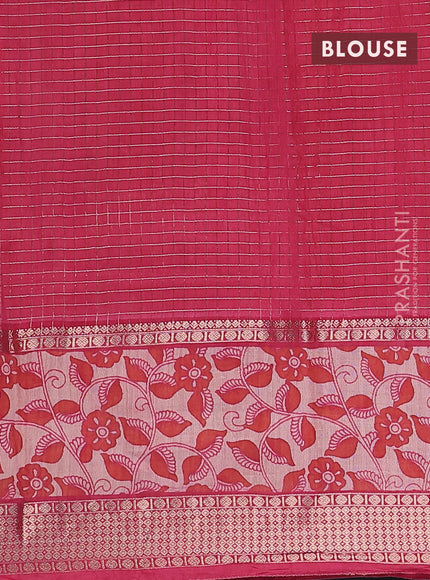 Assam silk saree orange and pink with allover zari checked pattern and rettapet zari woven printed border