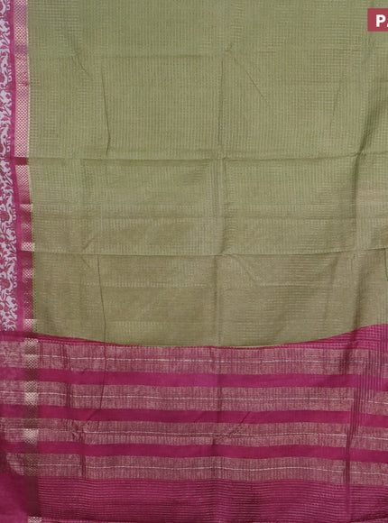 Assam silk saree pastel green and pink with allover zari checked pattern and rettapet zari woven floral printed border