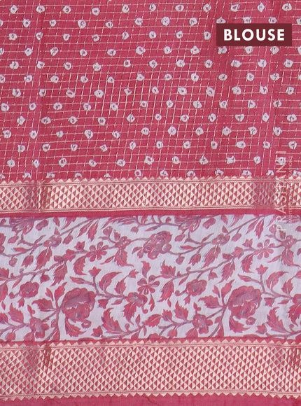 Assam silk saree teal blue and pink shade with allover zari checked pattern and rettapet zari woven floral printed border