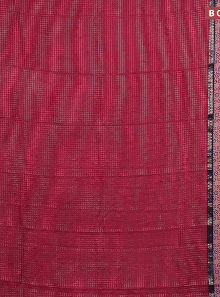 Assam silk saree pink and blue with allover zari checked pattern and rettapet zari woven printed border