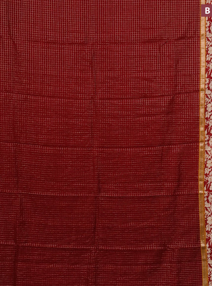 Assam silk saree red and mango yellow with allover zari checked pattern and rettapet zari woven floral printed border