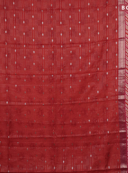 Assam silk saree orange and pink with allover zari strips and rettapet zari woven printed border