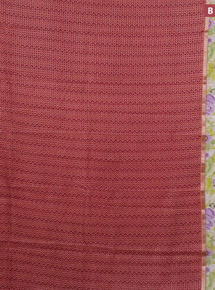 Assam silk saree maroon and peach shade with allover zari checked pattern & zig zag prints and rettapet zari woven floral printed border