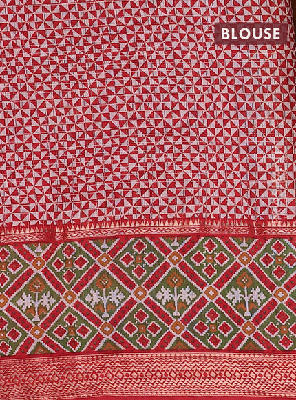 Assam silk saree dark mustard and red with allover zari checked pattern and rettapet zari woven ikat printed border