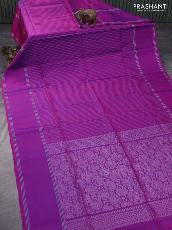 Pure soft silk saree dual shade of purple with allover zari weaves and rettapet zari woven border