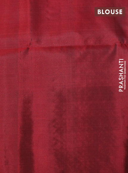 Pure soft silk saree black and maroon with zari woven buttas and piping border