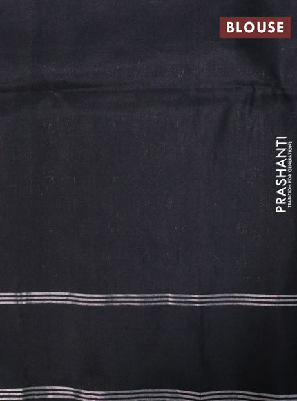 Pure soft silk saree black with silver zari woven buttas and rettapet zari woven border