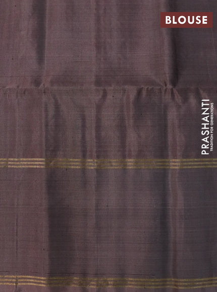 Pure soft silk saree maroon and pastel brown with allover zari weaves and rettapet zari woven border