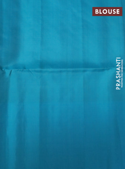 Pure soft silk saree dual shade of light green and light blue with zari woven buttas and rich zari woven border