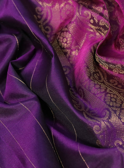 Pure soft silk saree deep violet and magenta pink with allover zari weaves and long rich zari woven border