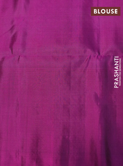 Pure soft silk saree deep violet and magenta pink with allover zari weaves and long rich zari woven border