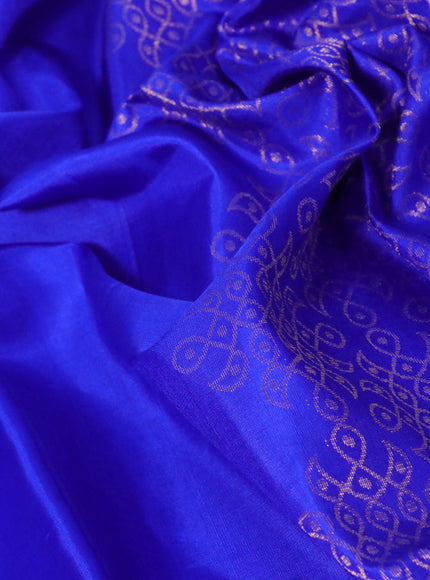 Pure soft silk saree royal blue with zari woven buttas in borderless style