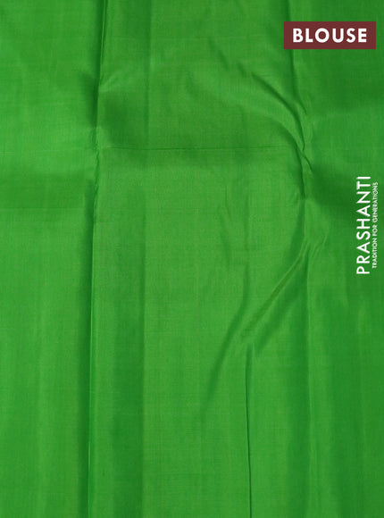 Pure soft silk saree deep violet and parrot green with allover silver zari woven brocade weaves and rich silver zari woven border