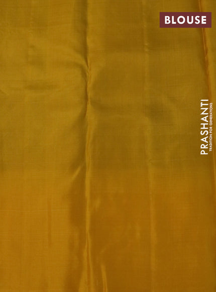 Pure soft silk saree teal blue and mango yellow with allover silver zari woven brocade weaves and rich silver zari woven border