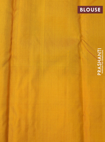 Pure soft silk saree purple and mango yellow with allover silver zari woven brocade weaves and rich silver zari woven border