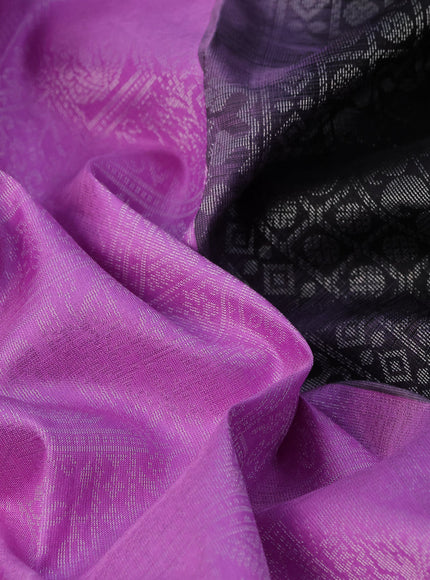 Pure soft silk saree lavender shade and black with allover silver zari woven brocade weaves and rich silver zari woven border