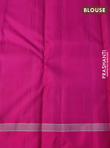 Pure soft silk saree light green and pink with allover silver zari woven brocade weaves and rich silver zari woven simple border