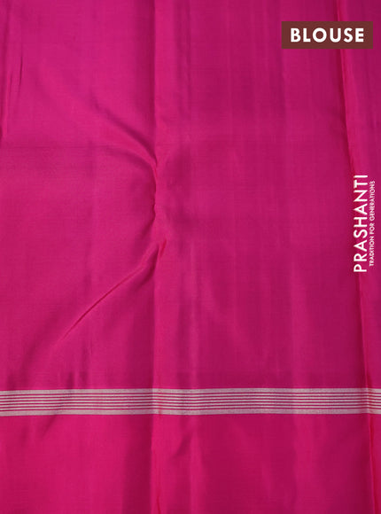 Pure soft silk saree blue and magenta pink with allover silver zari woven brocade weaves and rich silver zari woven simple border