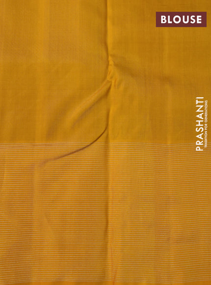 Pure soft silk saree deep purple and mango yellow with allover silver zari woven brocade weaves and rich silver zari woven border