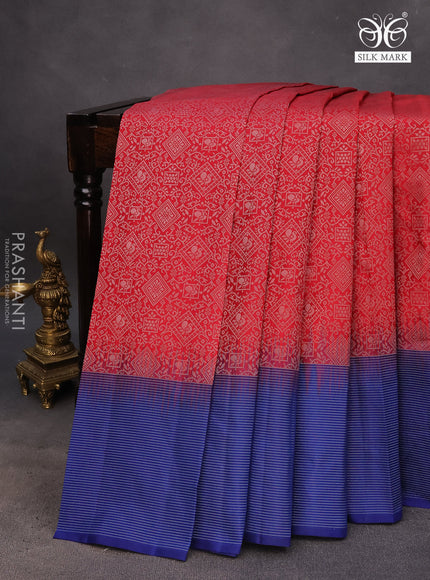 Pure soft silk saree maroon and blue with allover silver zari woven brocade weaves and rich silver zari woven border